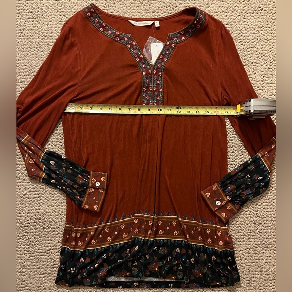 NWT SOFT SURROUNDINGS Parita Tunic Top Long Sleeve Rust Red Boho Size Small - Picture 7 of 10